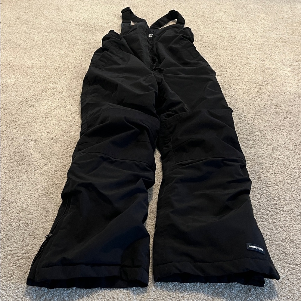 Lands End Kids size 10 snow pants with bib, black